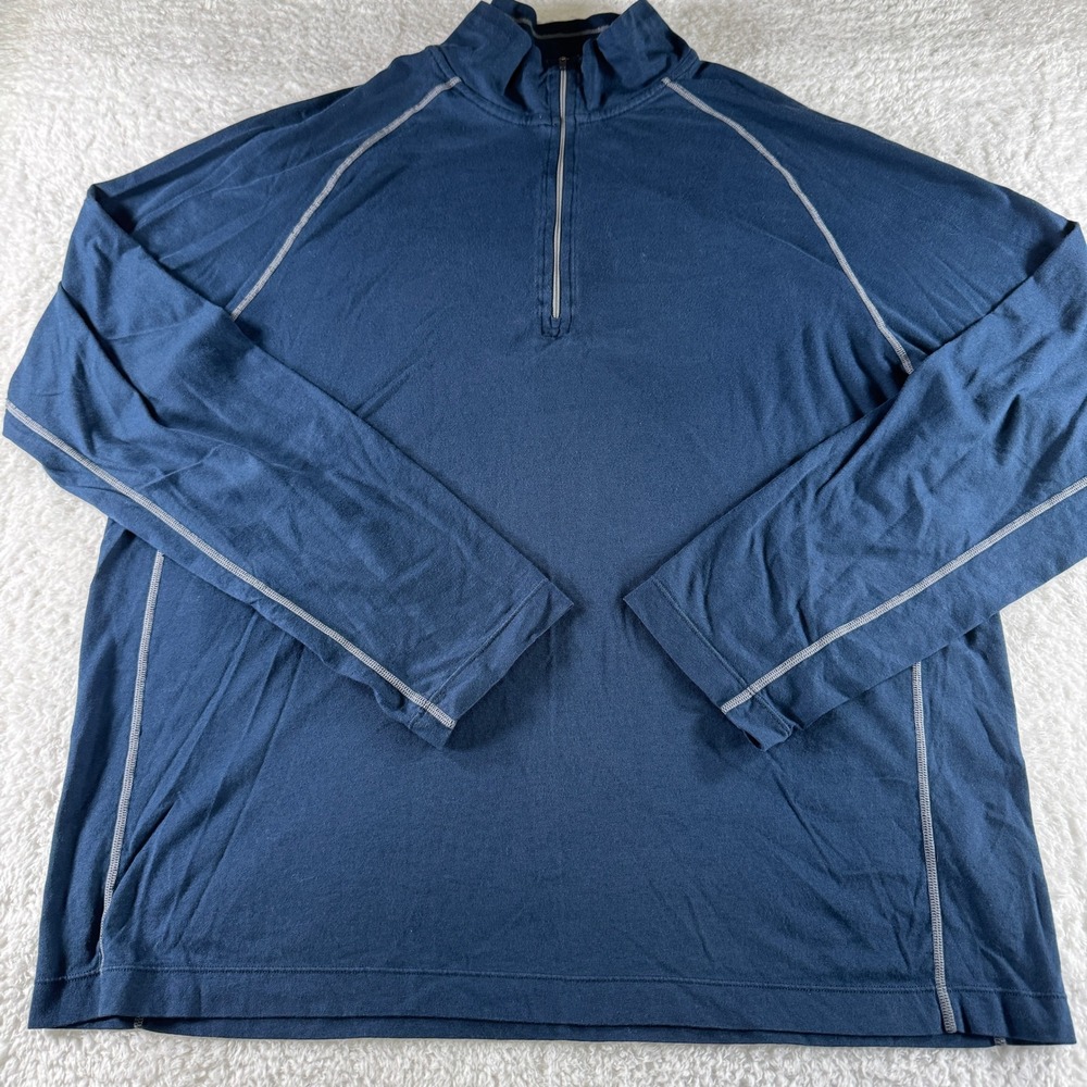 Couldveil Mens‎ XL Blue Navy Long Sleeve 1/4 Quarter Zip Up Sweatshirt Light